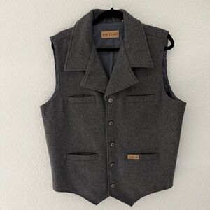 Pintlar Wool Blend Vest Waistcoat Medium Grey Western Button